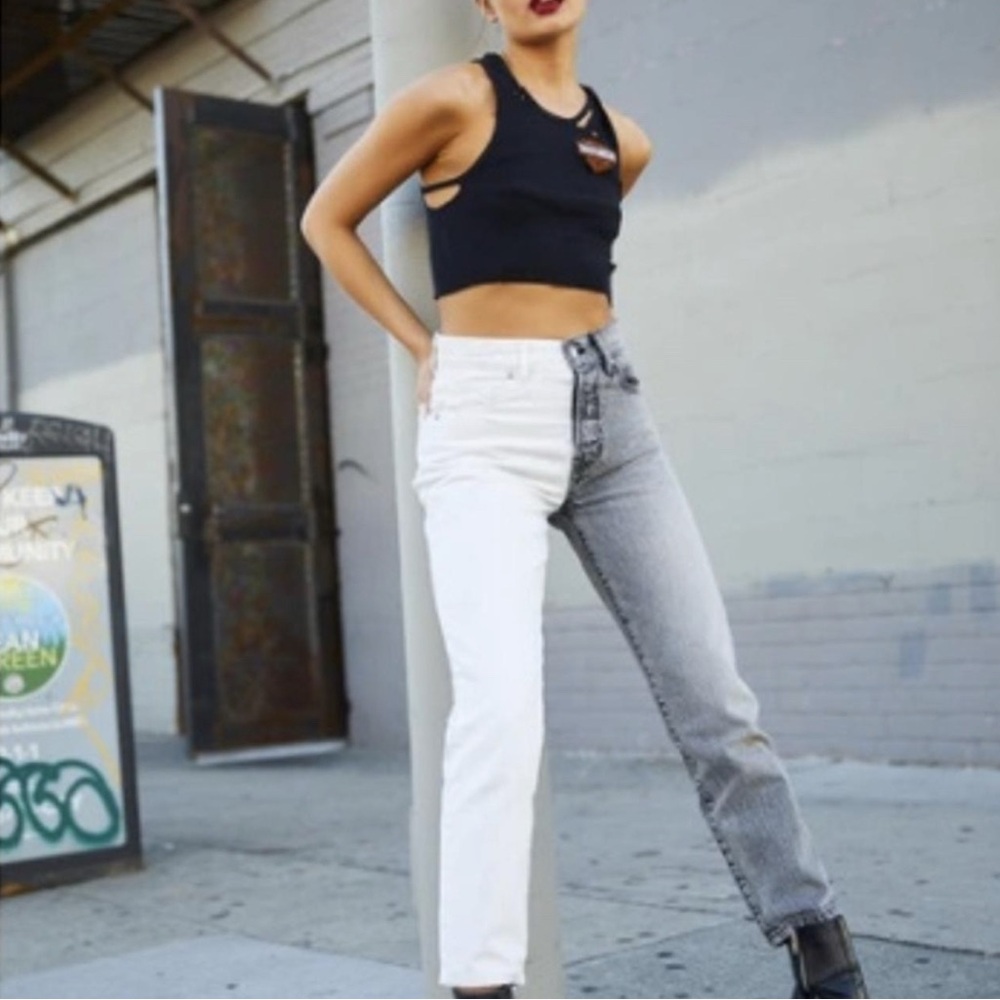 REVICE Denim True Love/Checkmate Split Color Jeans